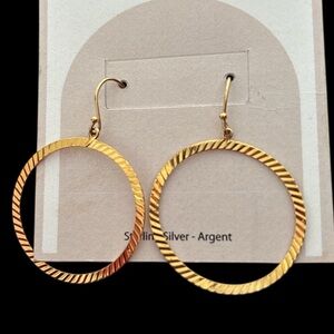 Da Vinci Gold tone Round Dangle Hoop Earrings
